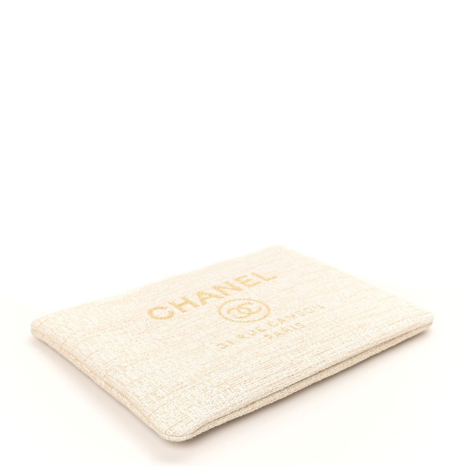 Chanel Canvas Medium Deauville Cosmetic Pouch Light Beige 4 of 8