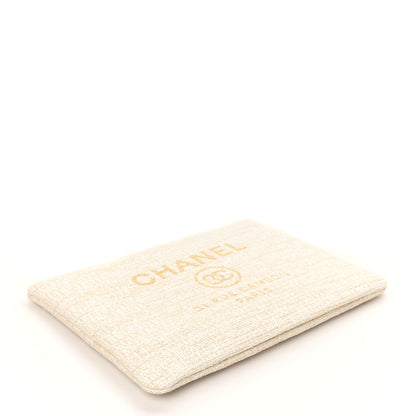 Chanel Canvas Medium Deauville Cosmetic Pouch Light Beige 4 of 8