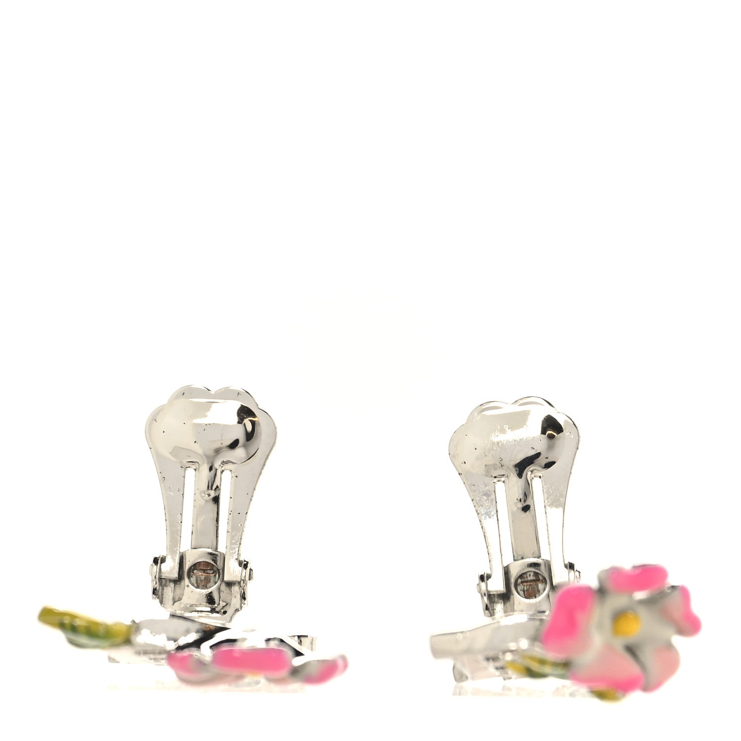 Christian Dior Enamel Flower Clip-On Earrings Multicolor 1838055