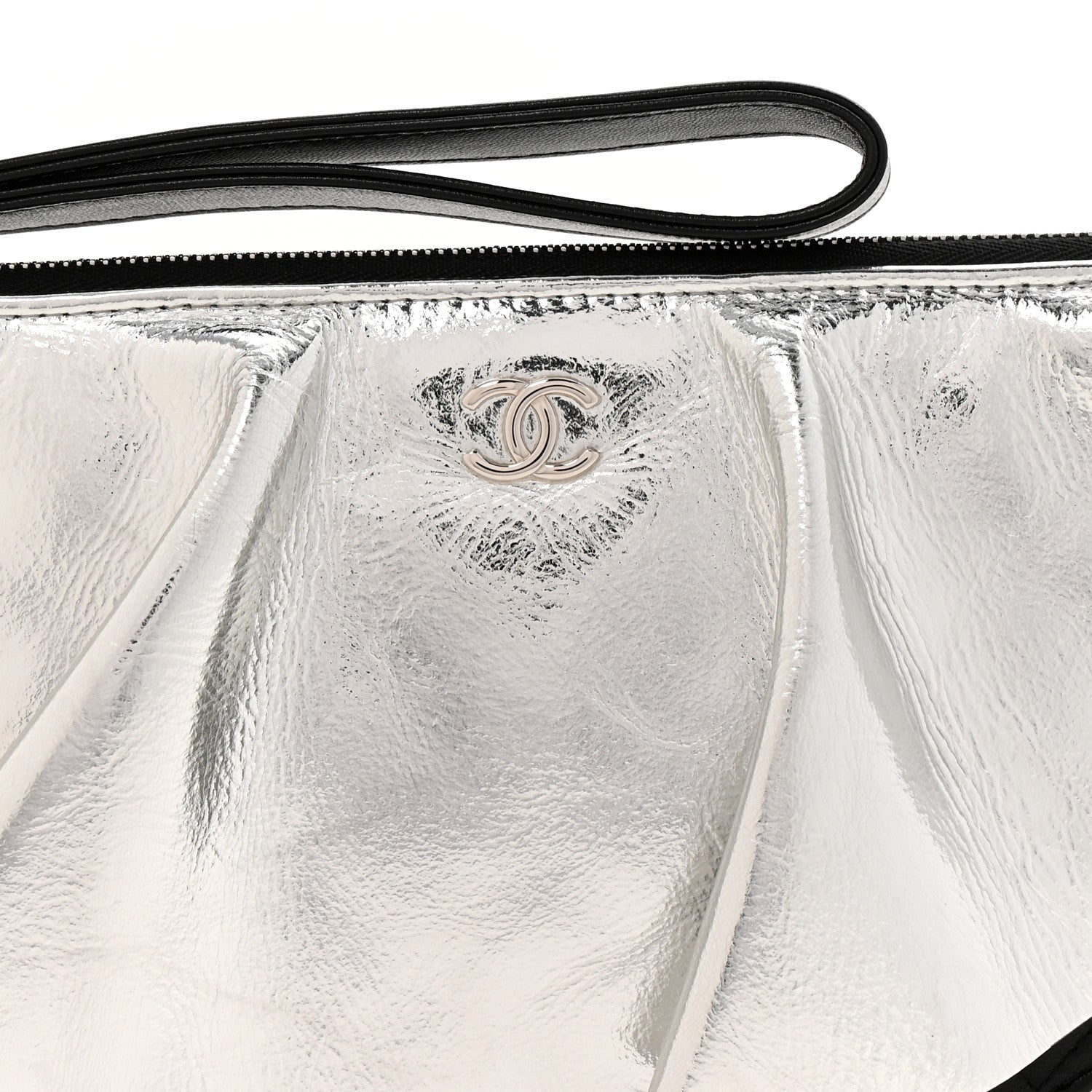 Chanel Metallic Lambskin Wave Clutch Black Silver 8 of 11
