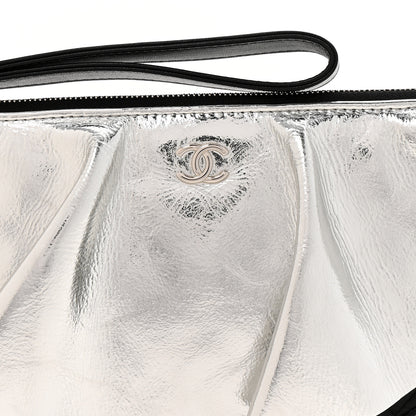 Chanel Metallic Lambskin Wave Clutch Black Silver 8 of 11