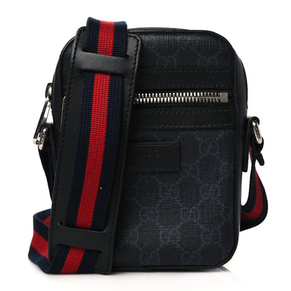 Gucci GG Supreme Monogram Appia Calfskin Web Small Camera Messenger Bag Black Grey 1 of 10