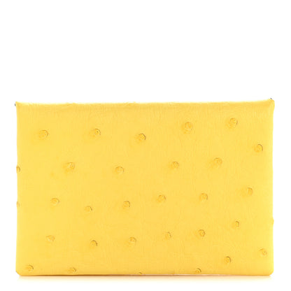 Hermes Ostrich Calvi Card Case Jaune Citron 1 of 8
