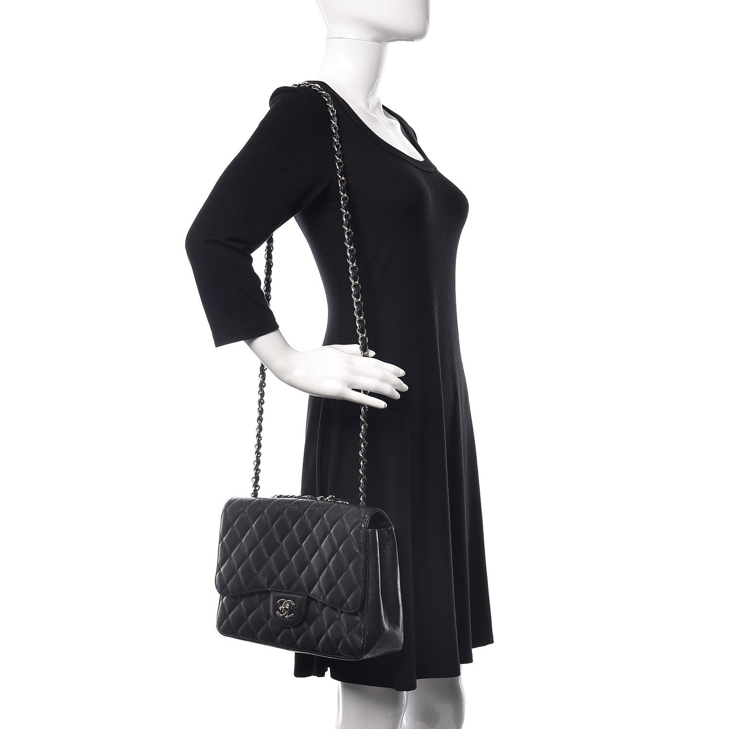 Caviar Quilted Jumbo Single Flap Black