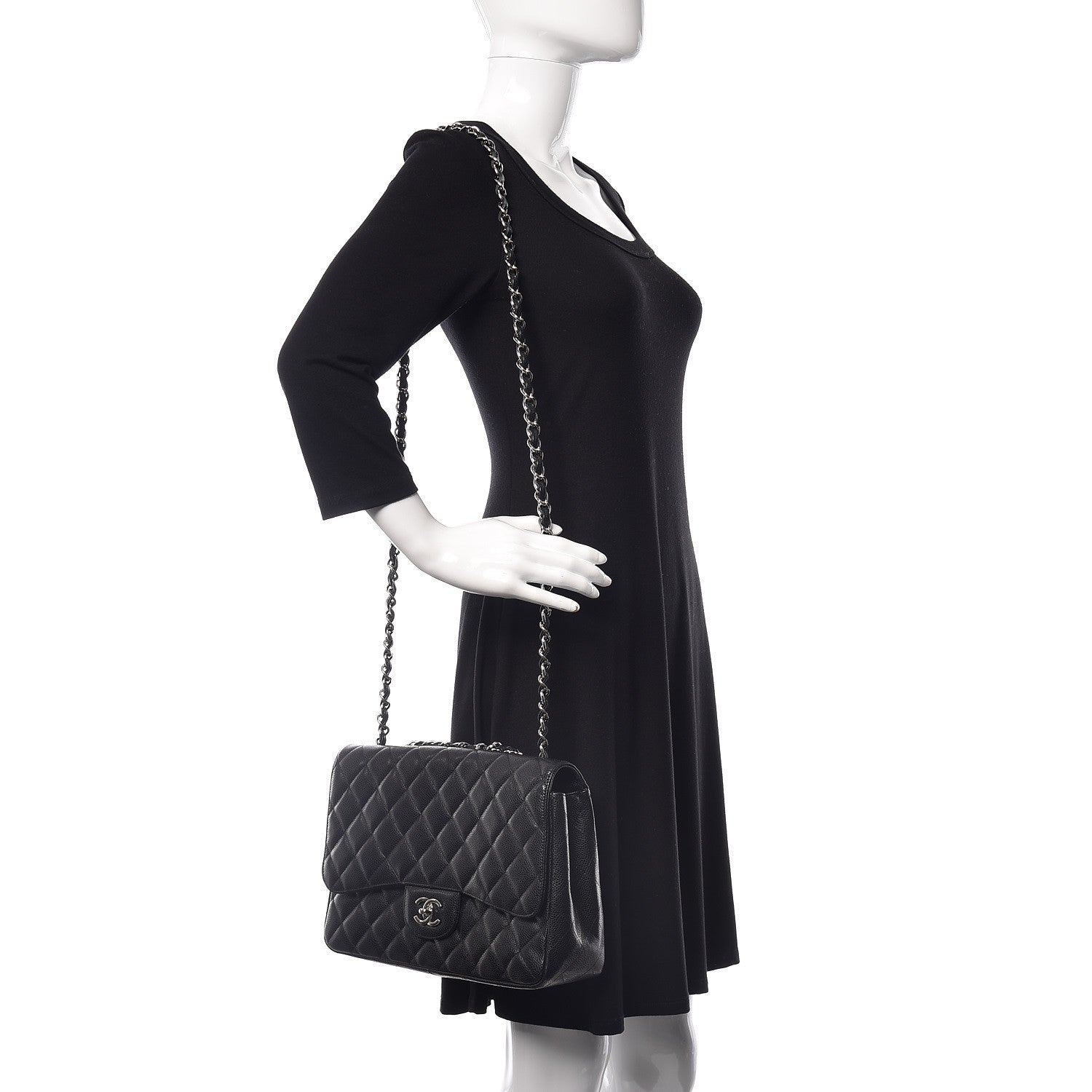 Chanel Caviar Quilted Jumbo Single Flap Black 2 of 12