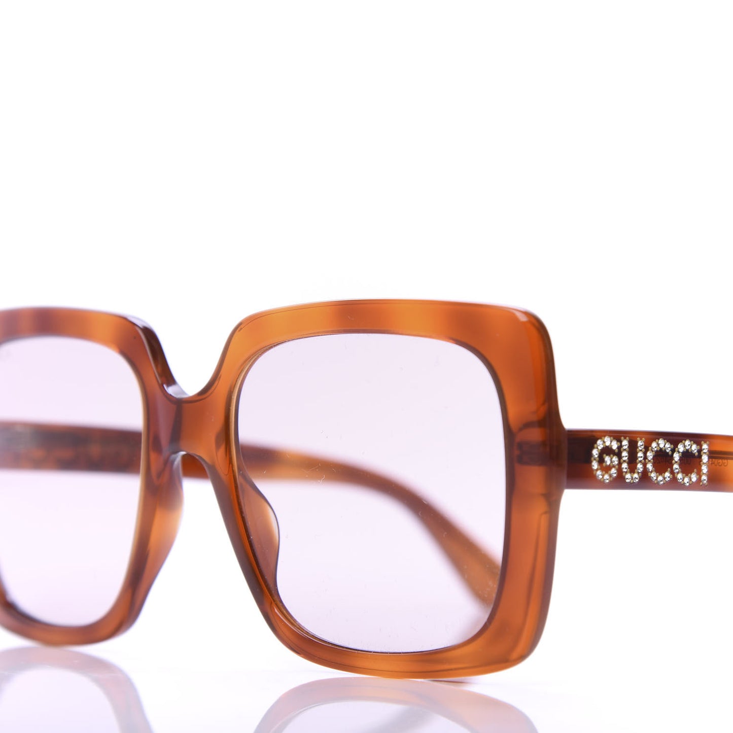 Square Frame Crystal Sunglasses GG 0418S Tortoiseshell