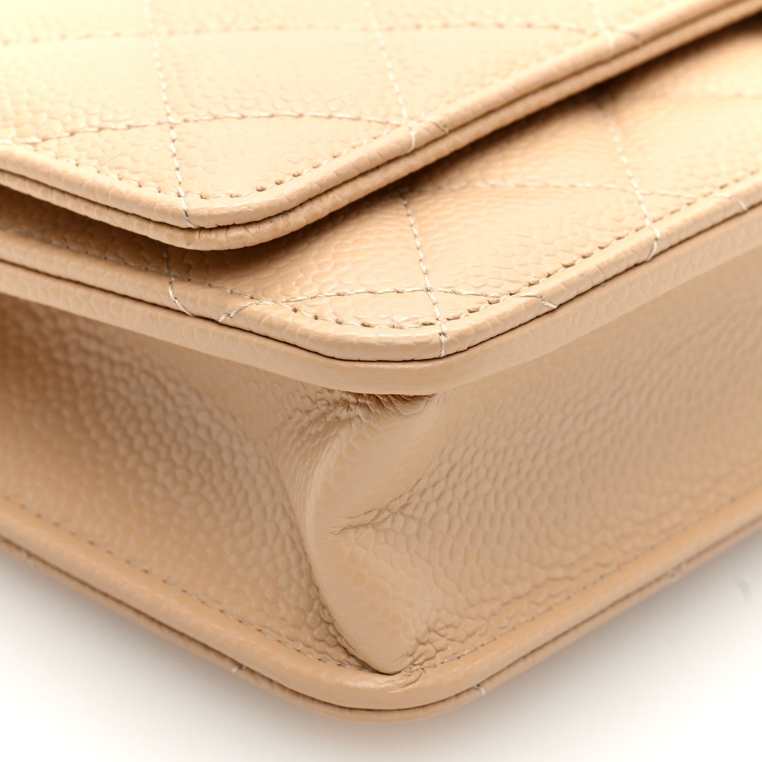 Chanel Caviar Quilted Wallet on Chain WOC Beige 9 of 11