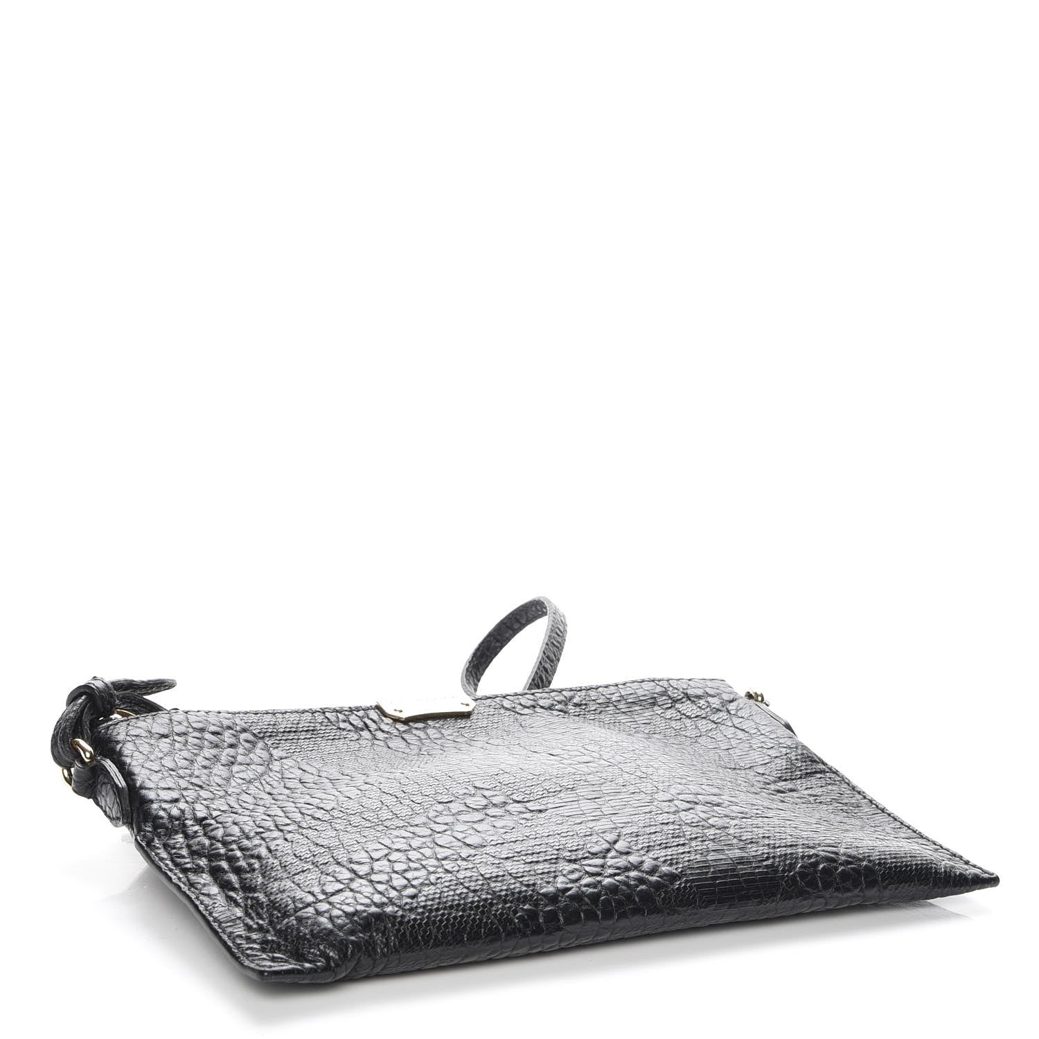 Burberry Signature Grain Calfskin Check Embossed Peyton Crossbody Clutch Bag Black 4 of 11