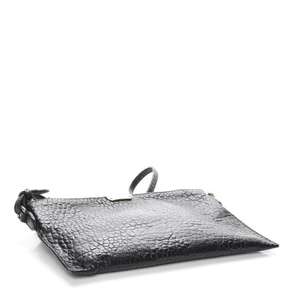 Burberry Signature Grain Calfskin Check Embossed Peyton Crossbody Clutch Bag Black 4 of 11
