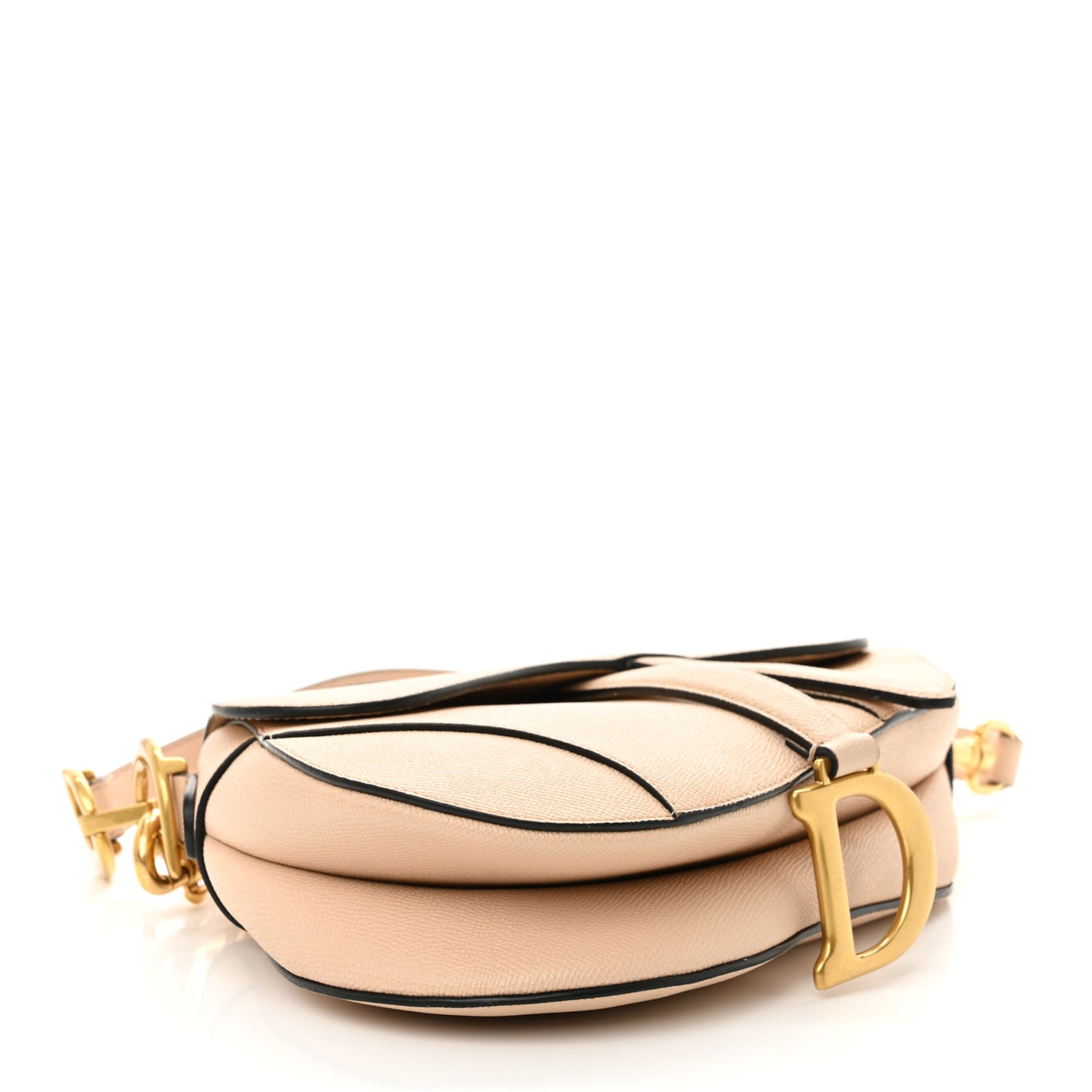 Grained Calfskin Saddle Bag With Strap Warm Taupe