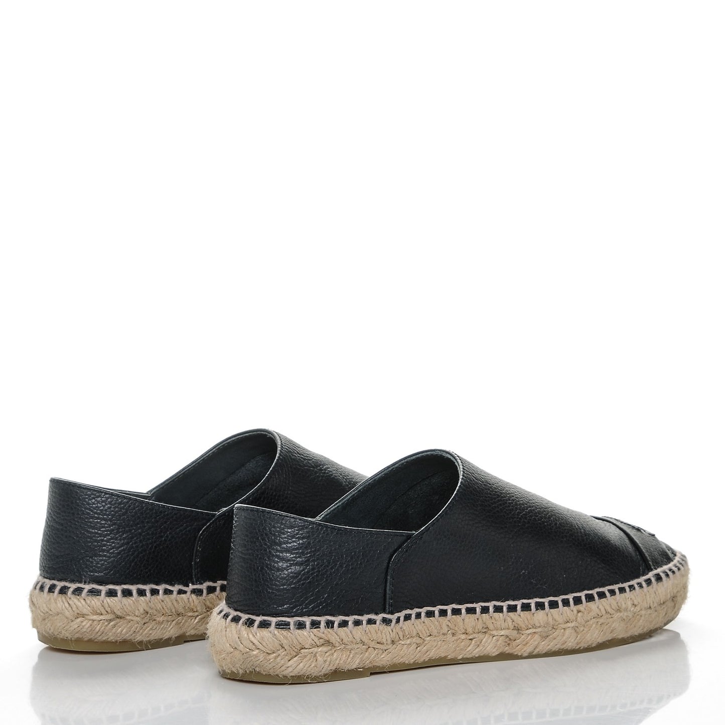 Grained Calfskin CC Espadrilles 37 Navy Black