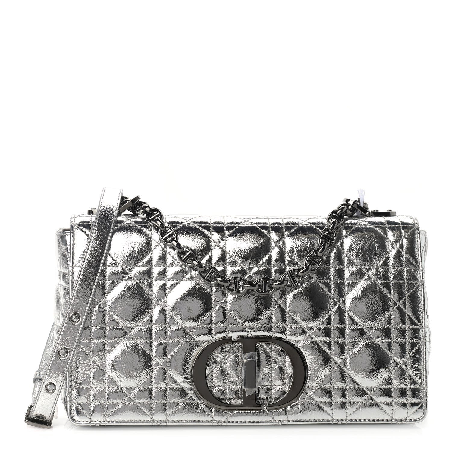 Christian Dior Metallic Calfskin Cannage Medium Caro Bag Argent 1 of 9