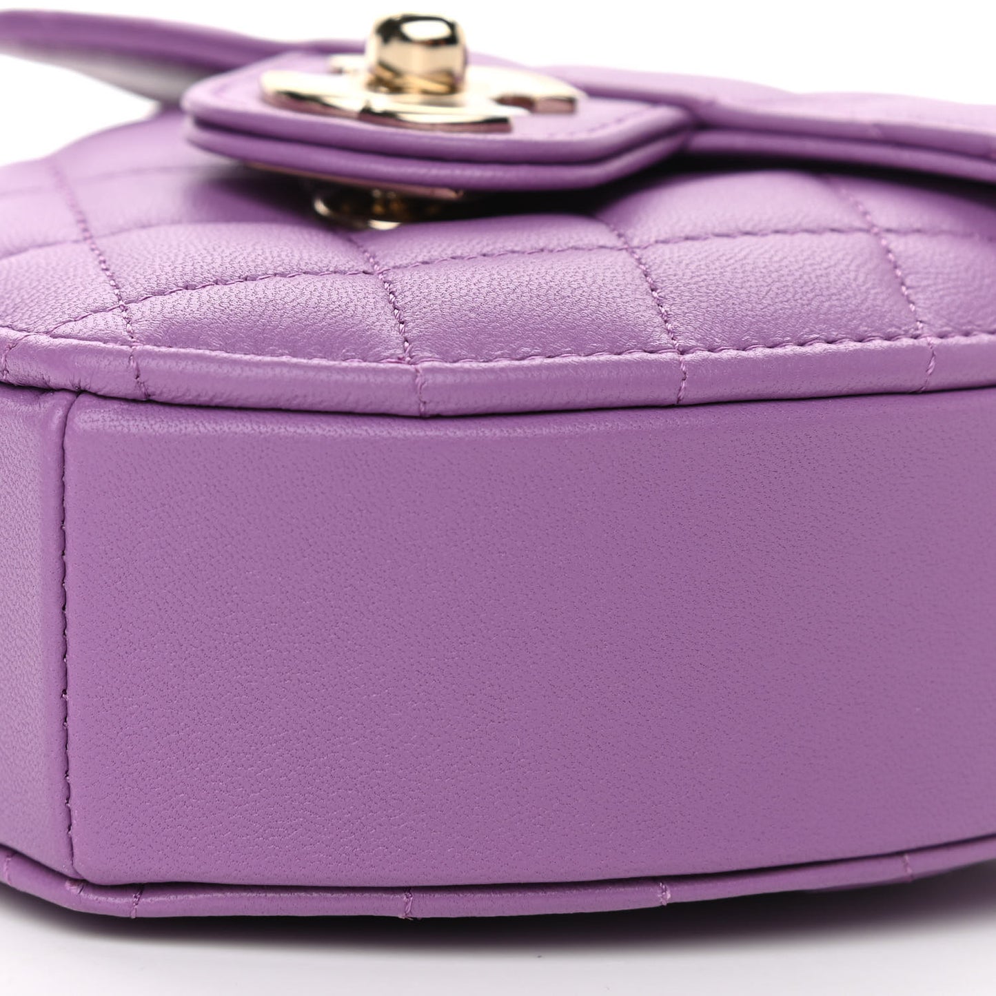 Lambskin Quilted CC In Love Heart Clutch With Chain Purple