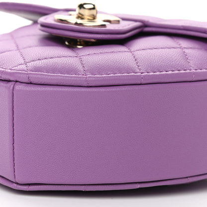 Chanel Lambskin Quilted CC In Love Heart Clutch With Chain Purple 10 of 11