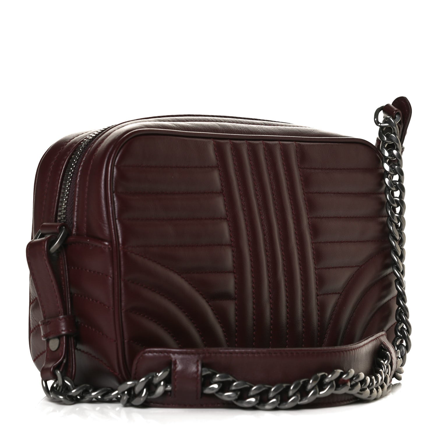Prada Soft Calfskin Impunture Diagramme Camera Bag Granato 3 of 12
