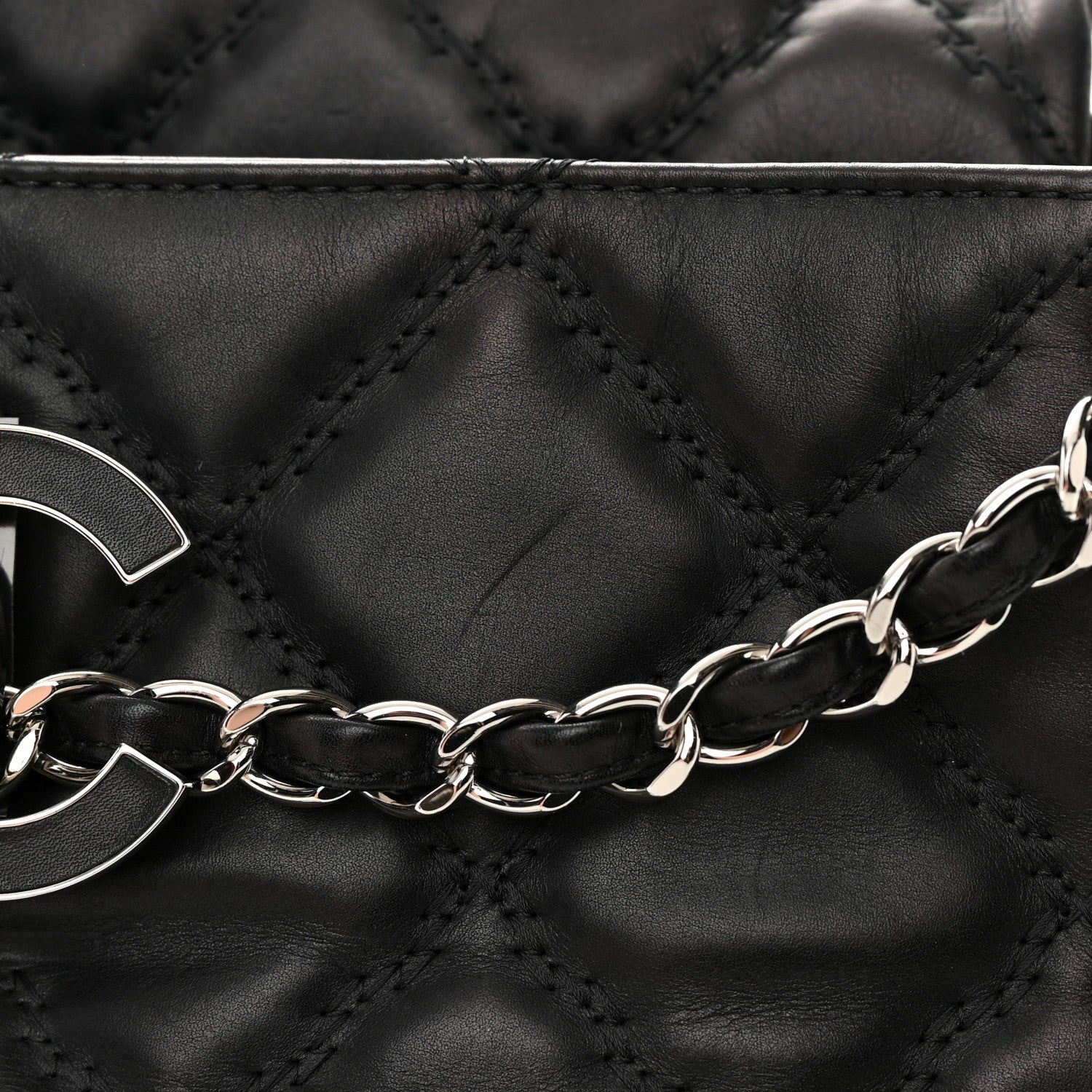 Chanel Calfskin Double Stitch Large Hamptons Flap Bag Black 11 of 19