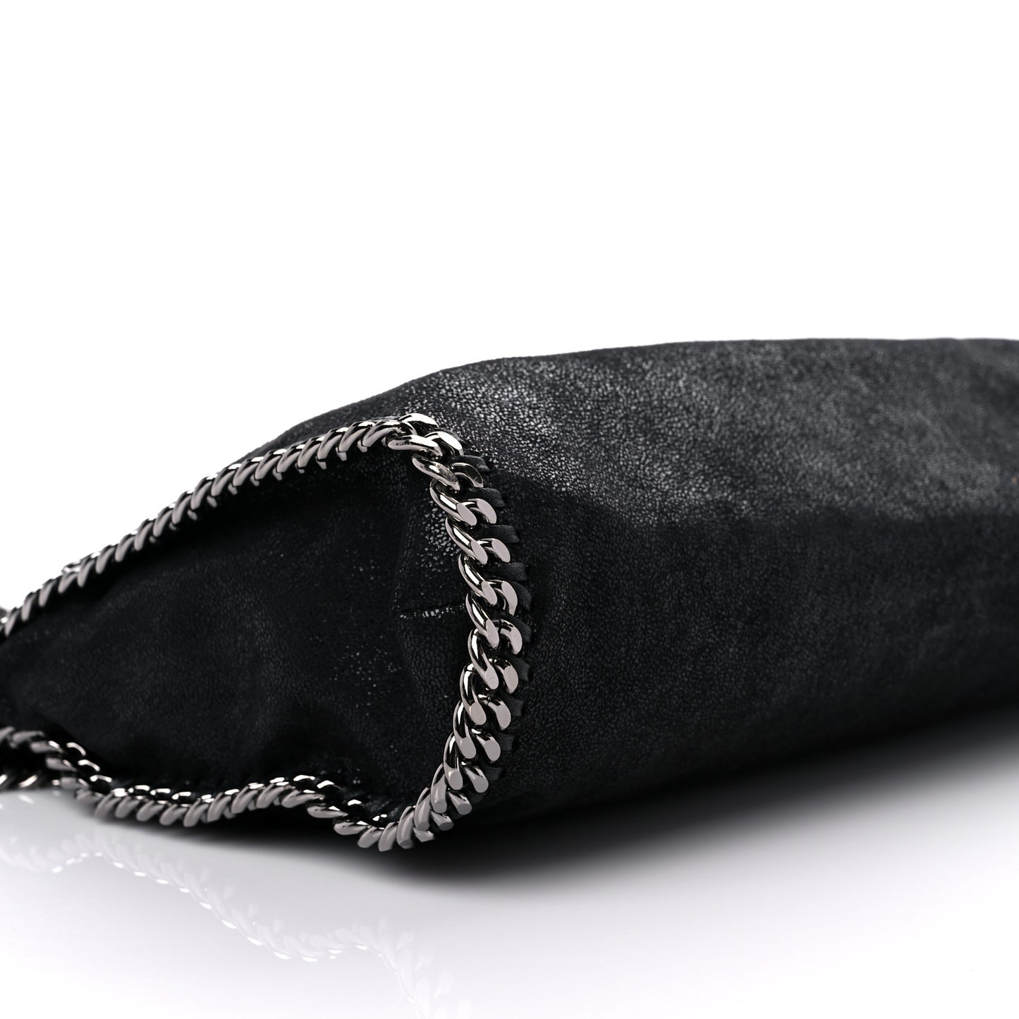 Embellished Shaggy Deer Small Falabella Fold Over Tote Black