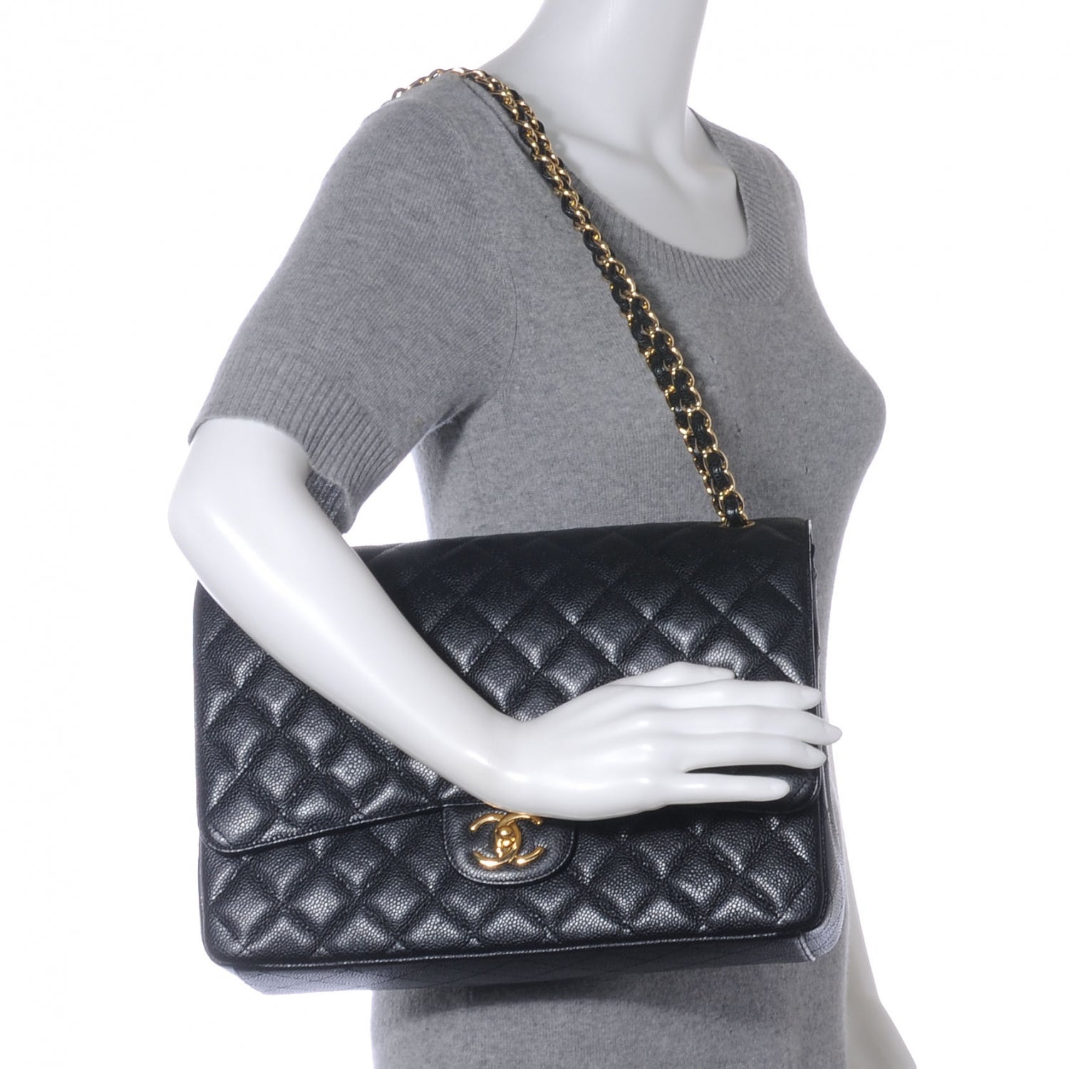 Chanel Caviar Quilted Maxi Double Flap Black 2 of 9