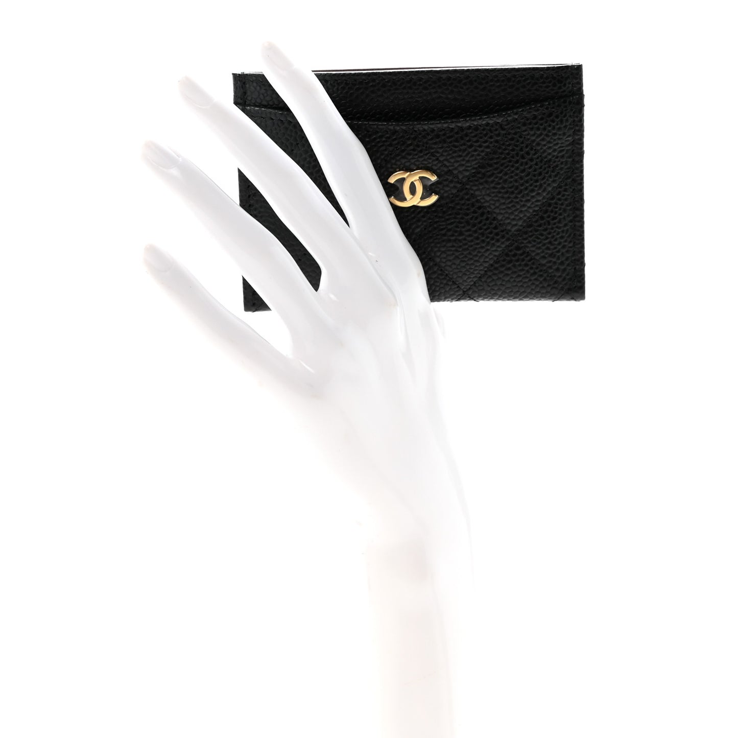 Caviar Quilted Card Holder Black