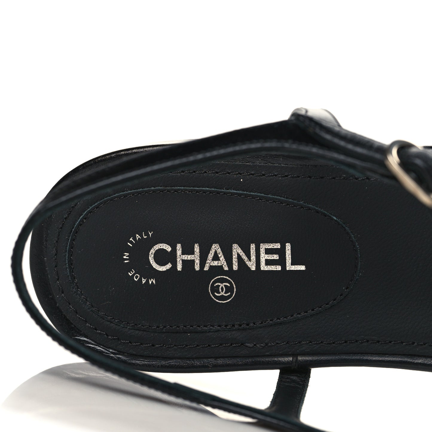 Calfskin Pearl CC Star Thong Sandals 39 Black