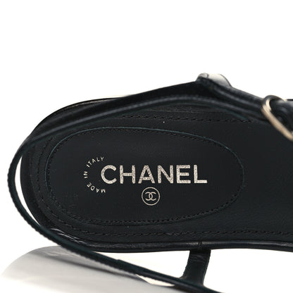 Chanel Calfskin Pearl CC Star Thong Sandals 39 Black 7 of 9