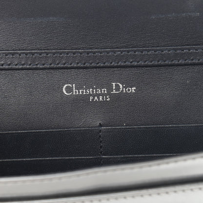 Christian Dior Metallic Patent Micro-Cannage Diorama Wallet on Chain Pouch Silver 5 of 12