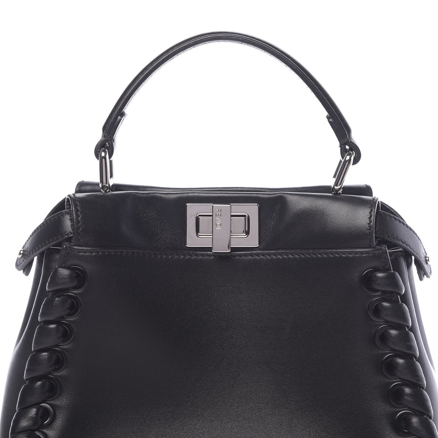 Nappa Lace Up Mini Peekaboo Iconic Satchel Black