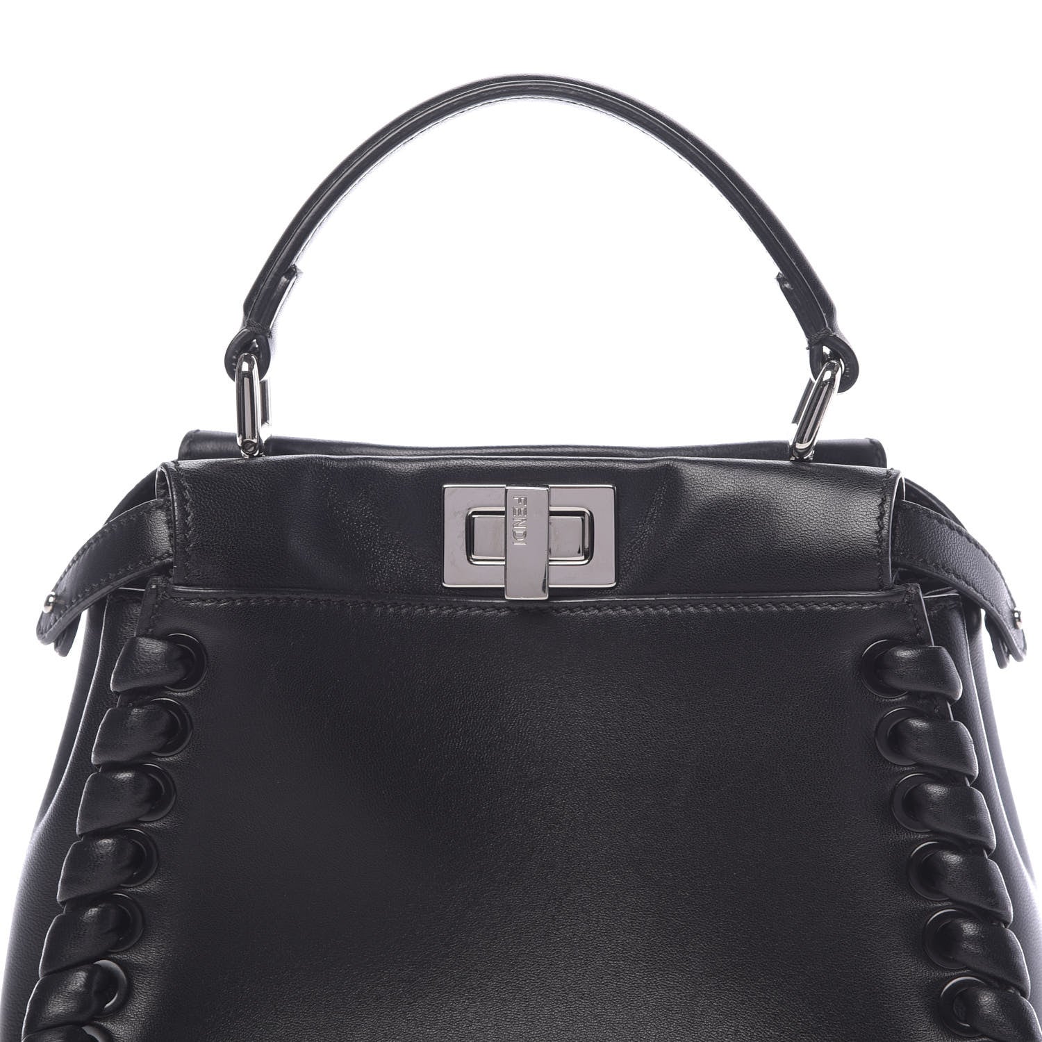 Fendi Nappa Lace Up Mini Peekaboo Iconic Satchel Black 10 of 10