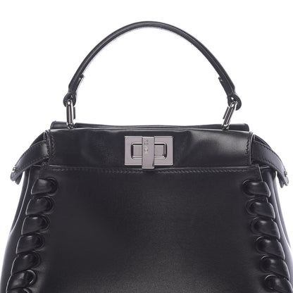 Fendi Nappa Lace Up Mini Peekaboo Iconic Satchel Black 10 of 10