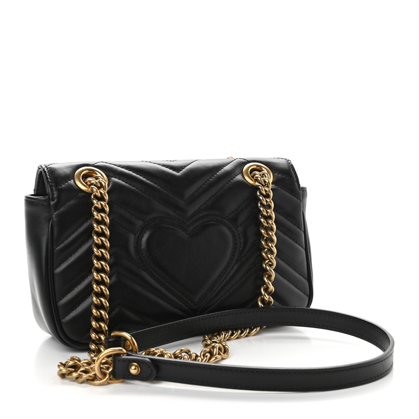 Calfskin Matelasse Mini GG Marmont Shoulder Bag Black