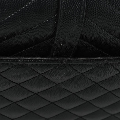 Saint Laurent Grain De Poudre Textured Mixed Matelasse Triquilt Medium Monogram Satchel Black 9 of 9