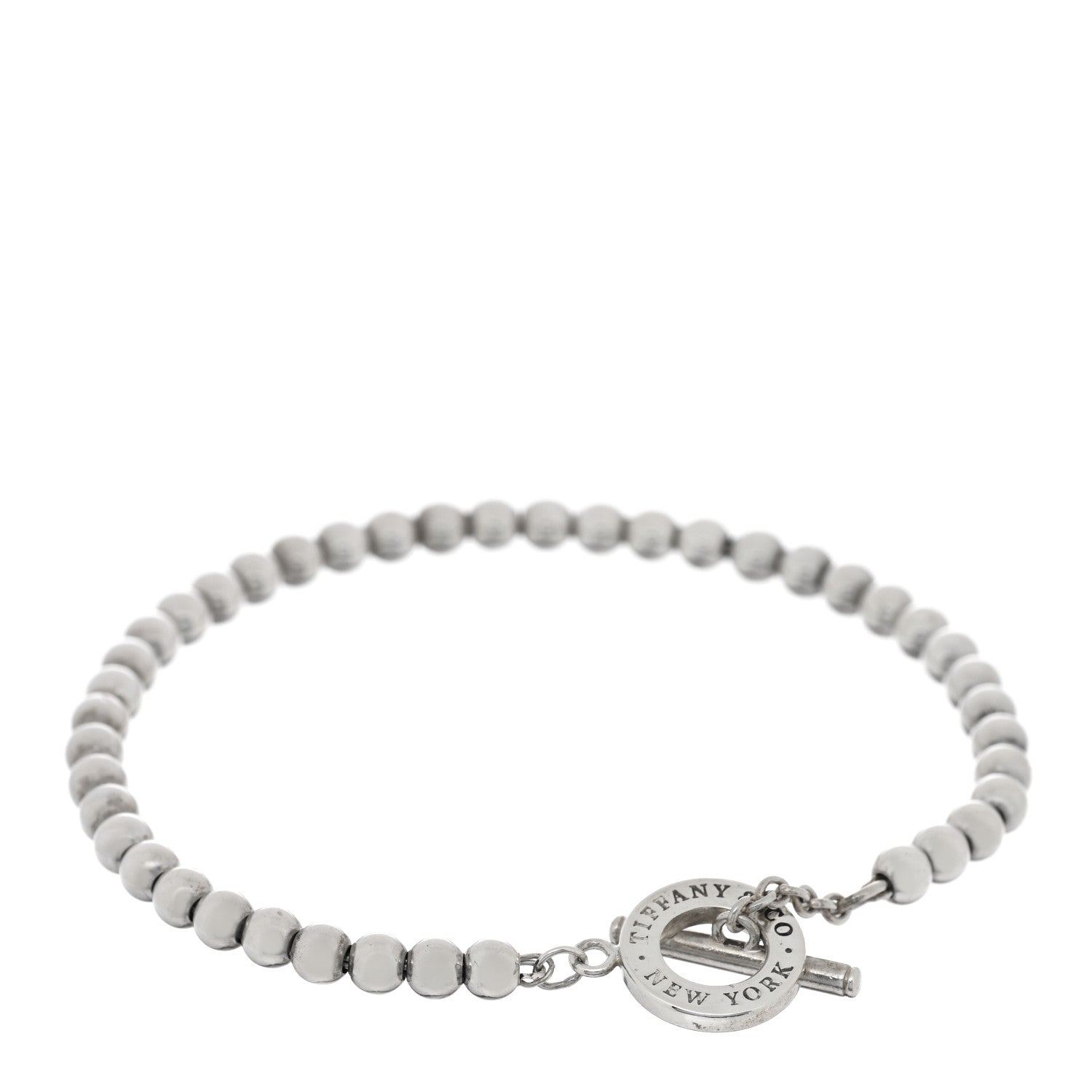 Tiffany Sterling Silver 4mm Beads Toggle Bracelet 1 of 3