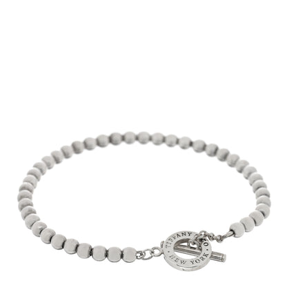 Tiffany Sterling Silver 4mm Beads Toggle Bracelet 1 of 3