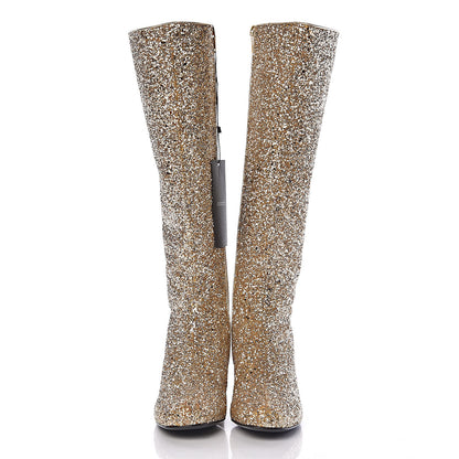 Saint Laurent Glitter Galaxy Boots 37 Gold 2 of 8