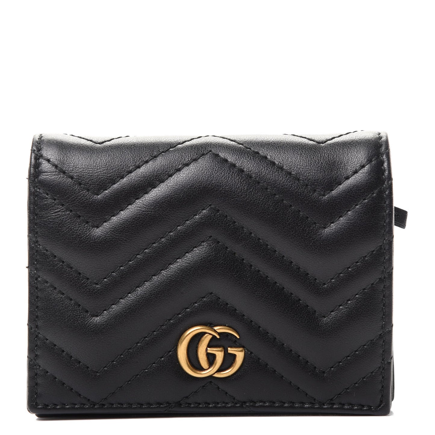 Calfskin Matelasse GG Marmont Card Case Wallet Black