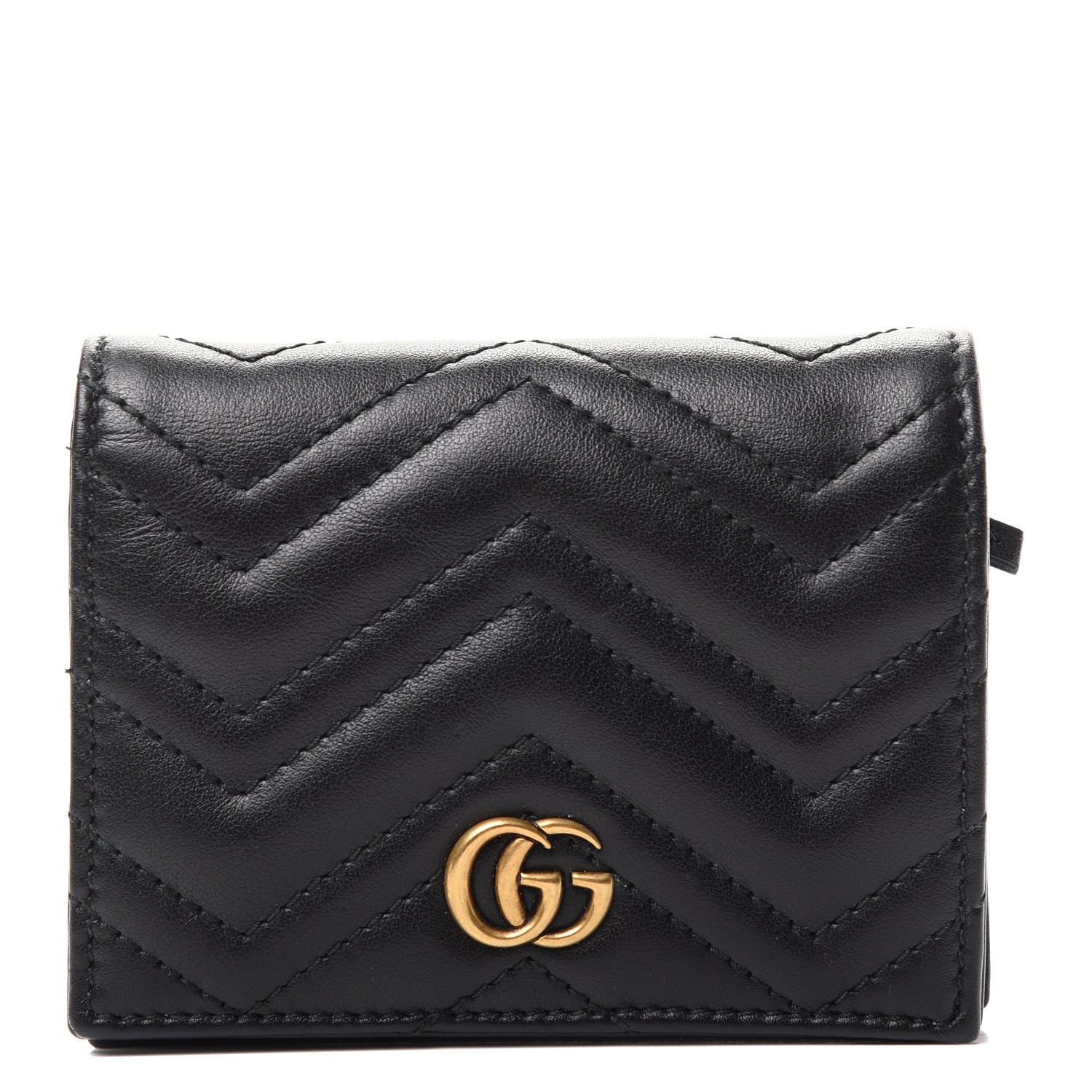 Gucci Calfskin Matelasse GG Marmont Card Case Wallet Black 1 of 6