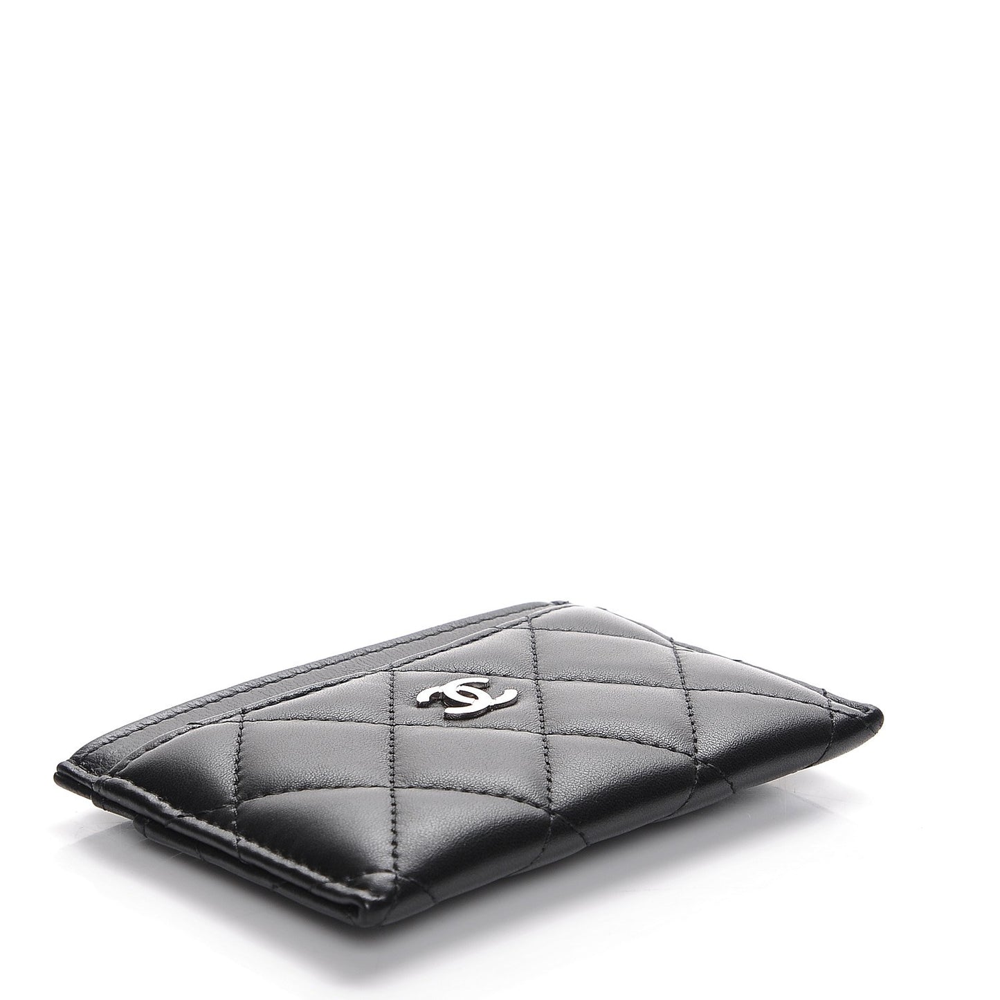 Lambskin Quilted Card Holder Black