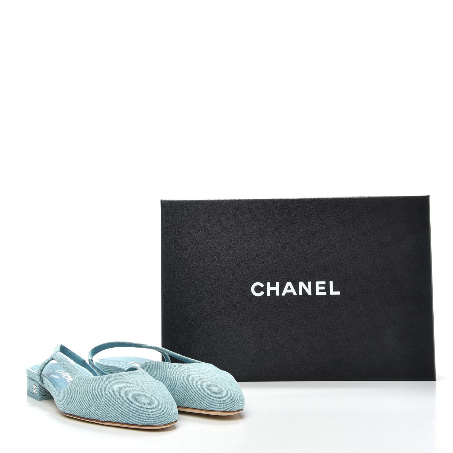 Chanel Denim Cap Toe CC Slingback Flats 36.5 Blue 11 of 11