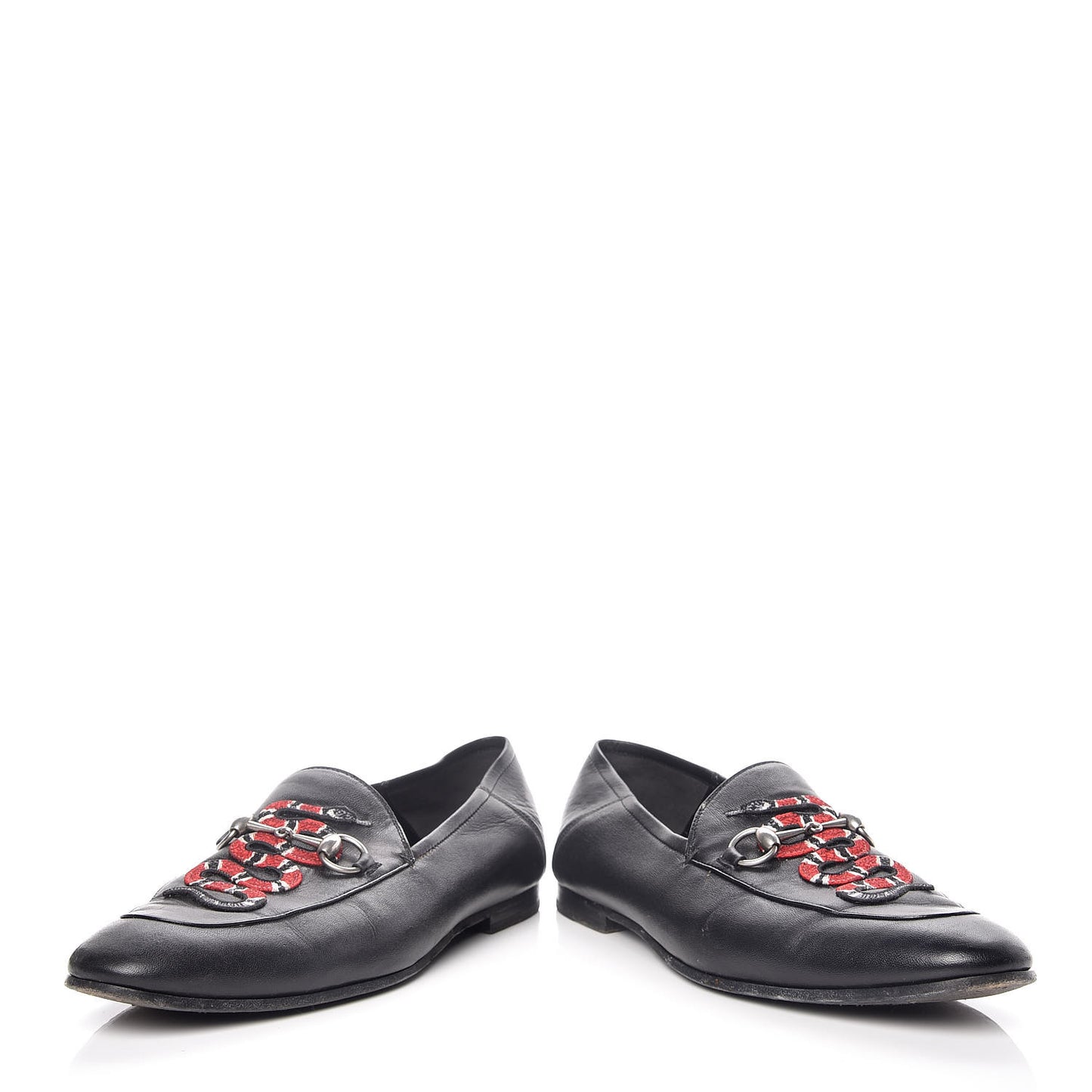Lambskin Kingsnake Embroidered Mens Brixton Horsebit Loafers 11 Black