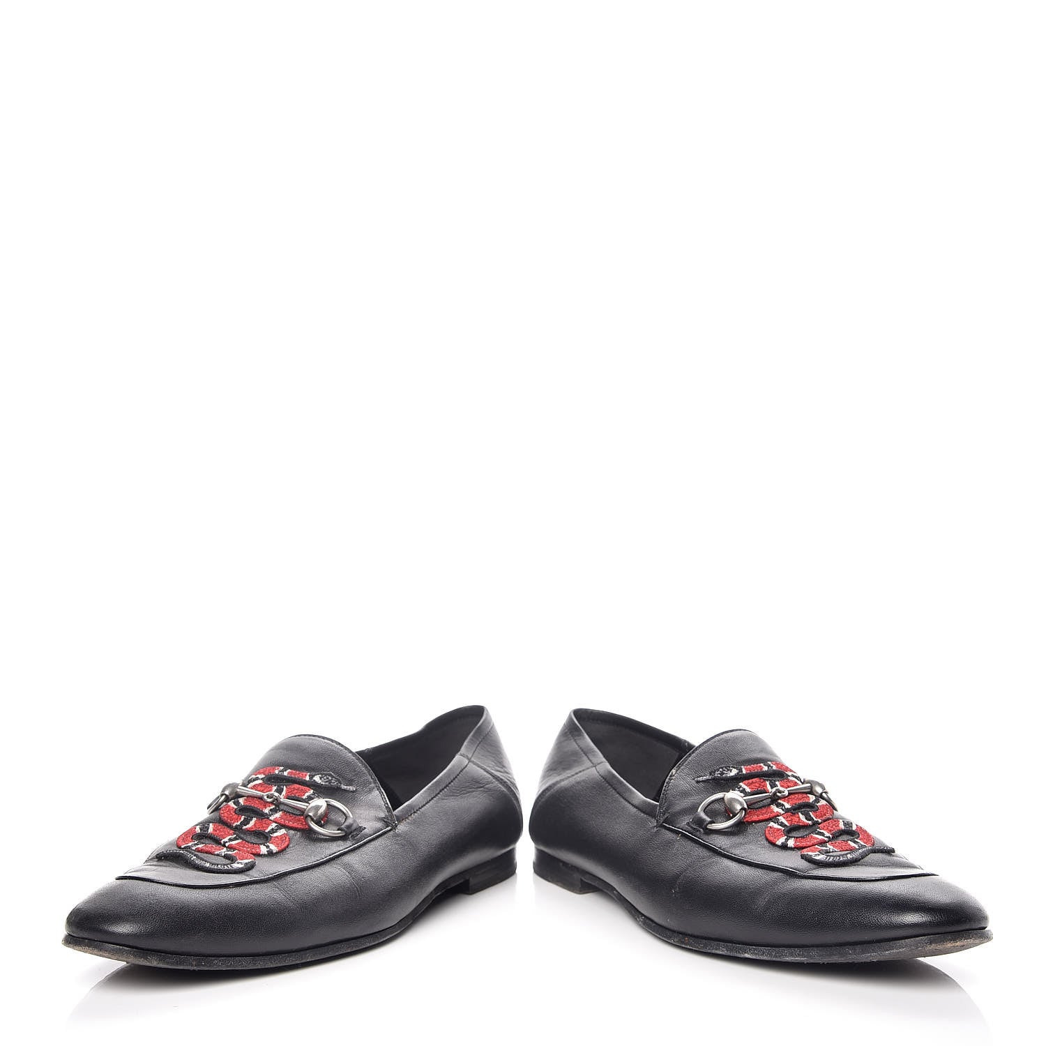 Gucci Lambskin Kingsnake Embroidered Mens Brixton Horsebit Loafers 11 Black 6 of 20