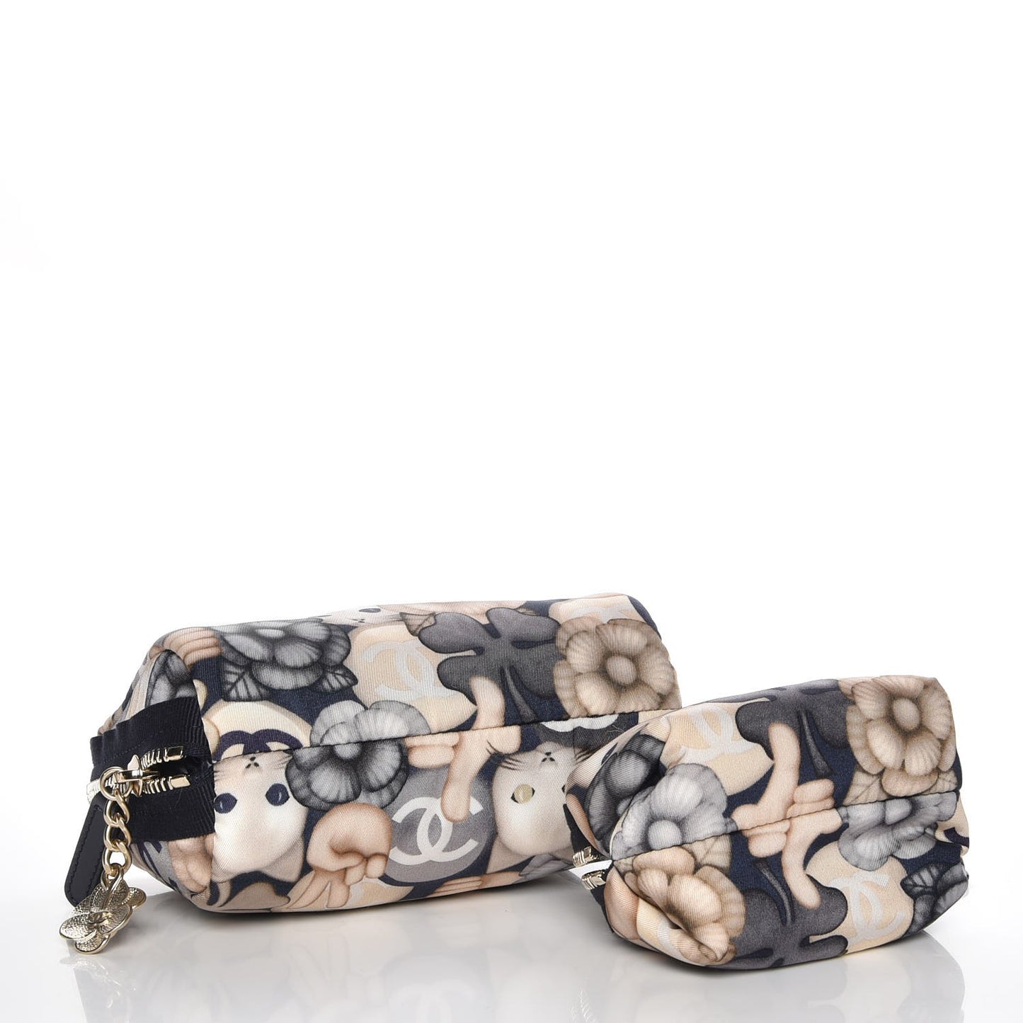 Nylon Cat Emoticon Cosmetic Pouch Navy