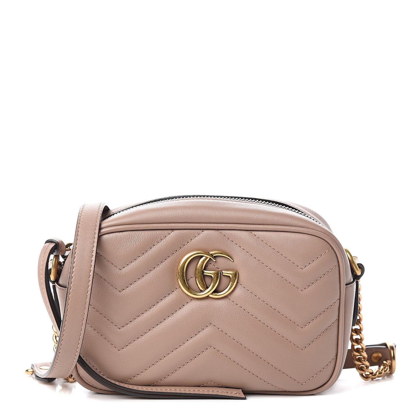 Calfskin Matelasse Mini GG Marmont Chain Shoulder Bag Porcelain Rose
