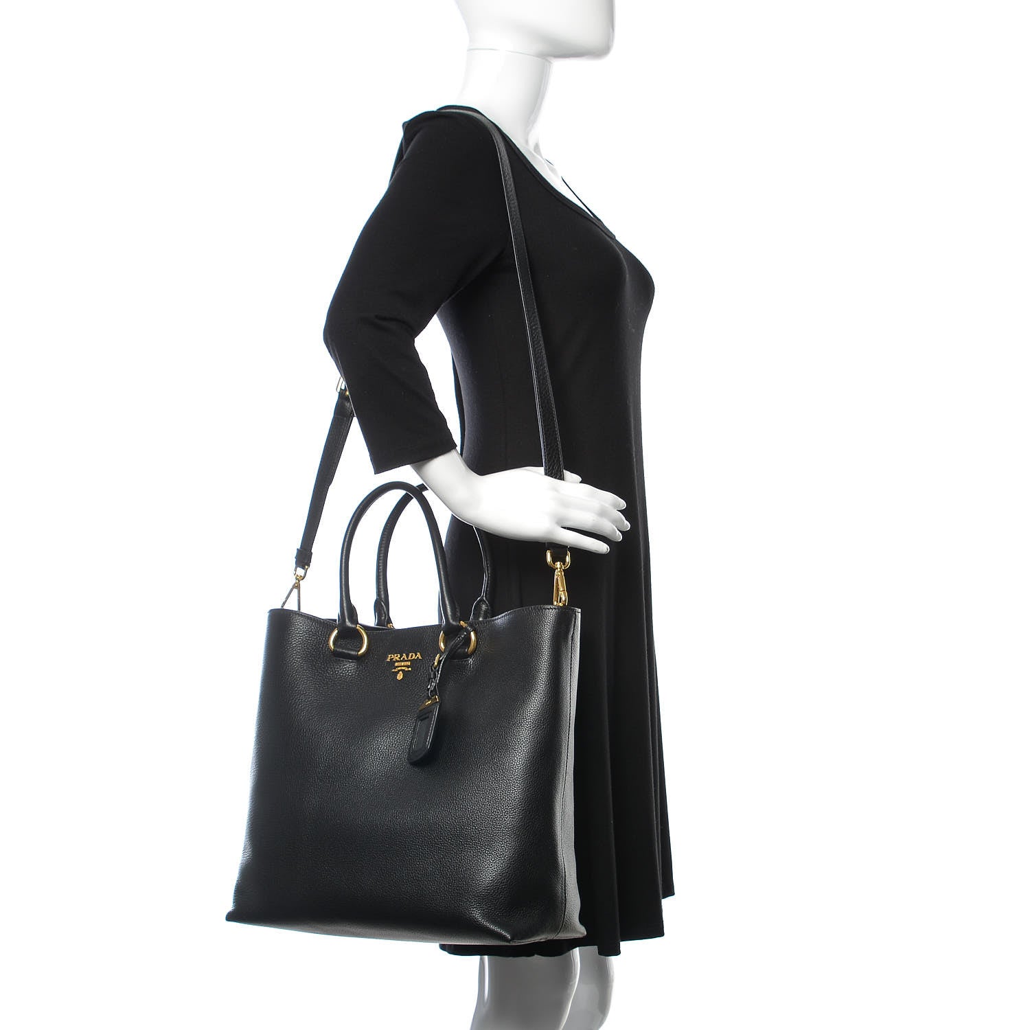 Prada Vitello Phenix Tote Black 2 of 10