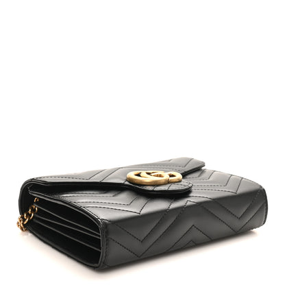 Gucci Calfskin Matelasse GG Marmont Chain Wallet Black 4 of 10