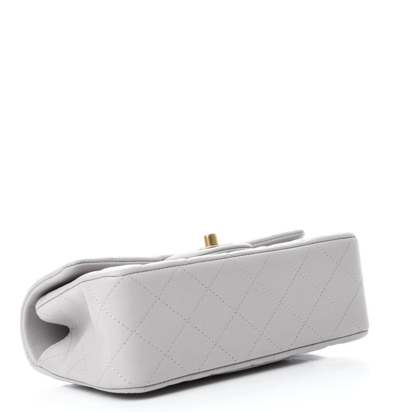 Lambskin Quilted Mini Top Handle Rectangular Flap Grey
