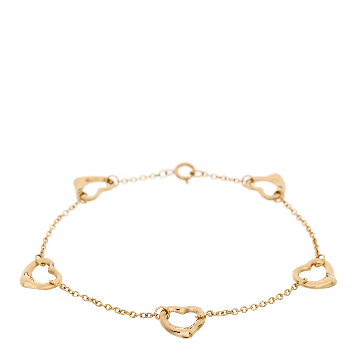 Tiffany 18K Yellow Gold Elsa Peretti 5 Open Heart Bracelet 1 of 3