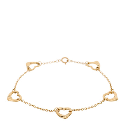 Tiffany 18K Yellow Gold Elsa Peretti 5 Open Heart Bracelet 1 of 3