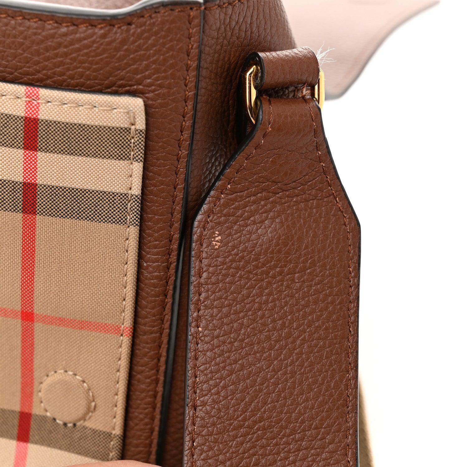 Burberry Calfskin Vintage Check Note Crossbody Bag Tan 12 of 12