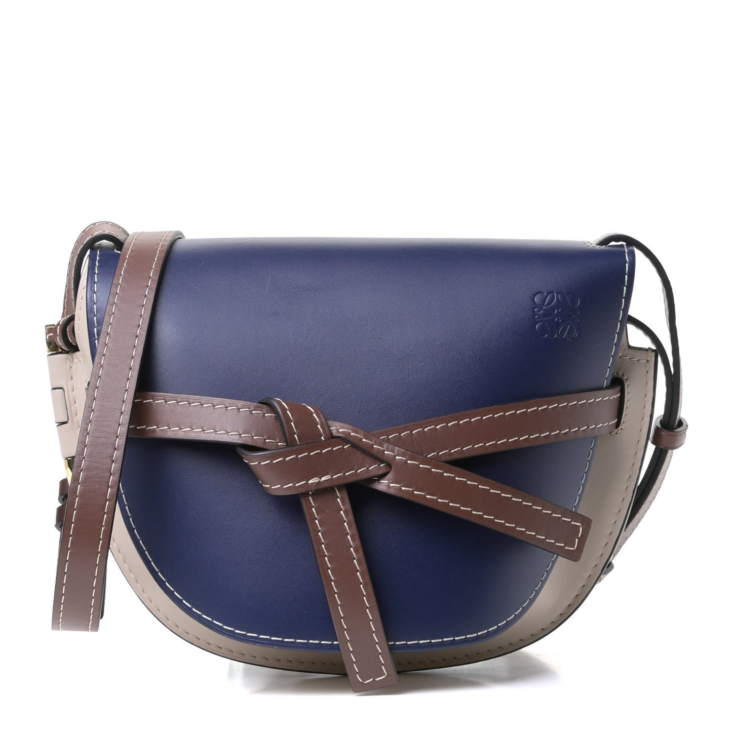 Soft Calfskin Small Gate Crossbody Bag Marine Light Oat