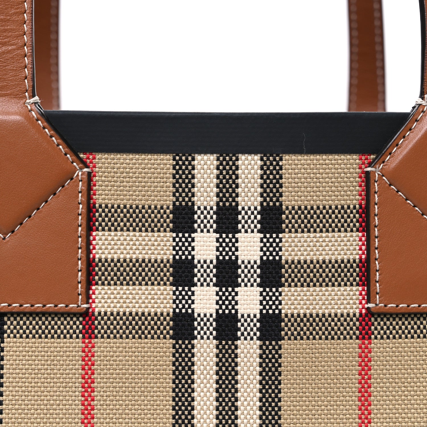 Burberry Cotton Vintage Check Medium London Tote Bag Briar Brown Black 9 of 11